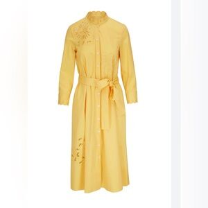 Soft Yellow Floral Detail Shirt Dress